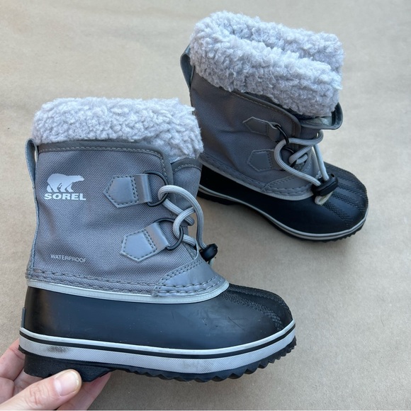 Kids Sorel Winter waterproof boots gray black size 10 - Picture 1 of 8